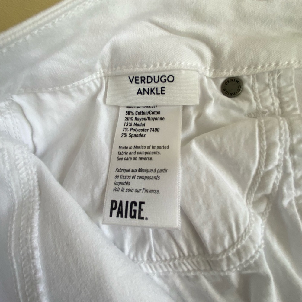 Paige Verdugo Ultra Skinny In Optic White Destructed Size 32 - Picture 9 of 12